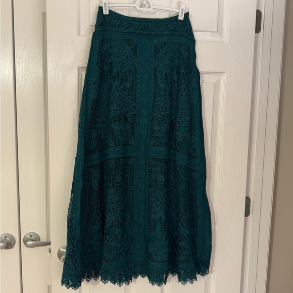 Farm Rio Green Toucans Guipure Midi Skirt - Picture 9 of 10